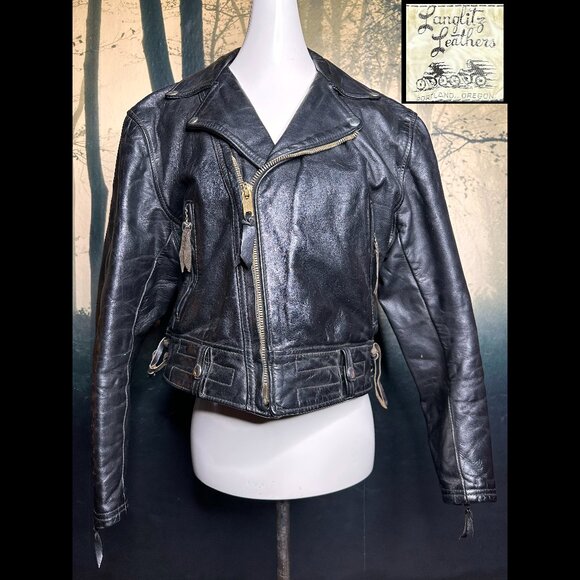 Vintage Langlitz Leather Motorcycle Jacket Sz 42 Early To...
